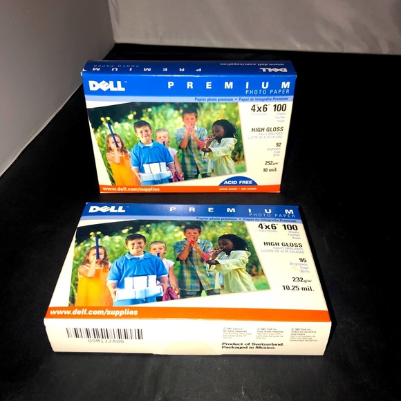 2 ~ Dell Premium Photo Paper 4"x6" 100 Sheets High Gloss 10 mil. NEW - Picture 1 of 7